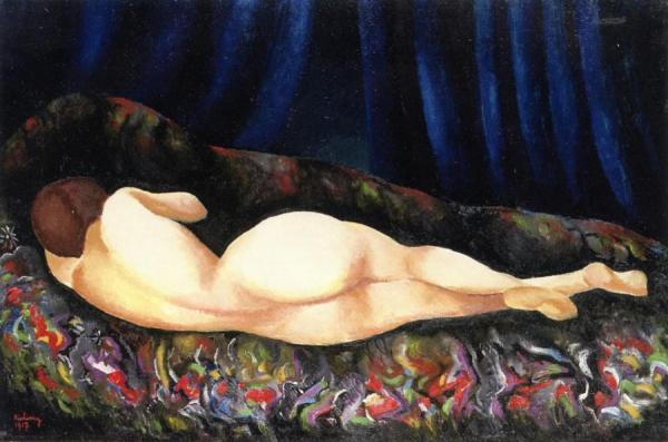 Reclining Nude From Behind by Moise Kisling