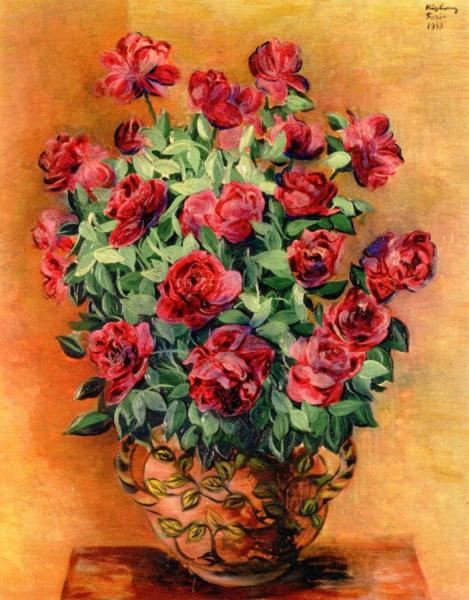 Roses In A Vase by Moise Kisling
