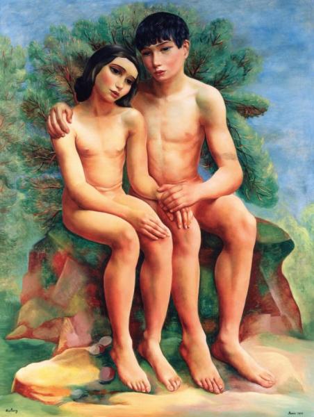 Seated Couple by Moise Kisling Oil Painting Reproductions