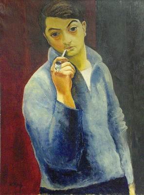 Self Portrait With A Pipe by Moise Kisling