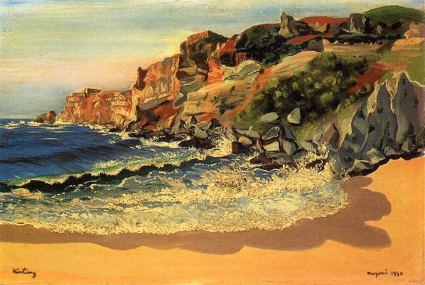The Beach Of Nazare, Portugal by Moise Kisling
