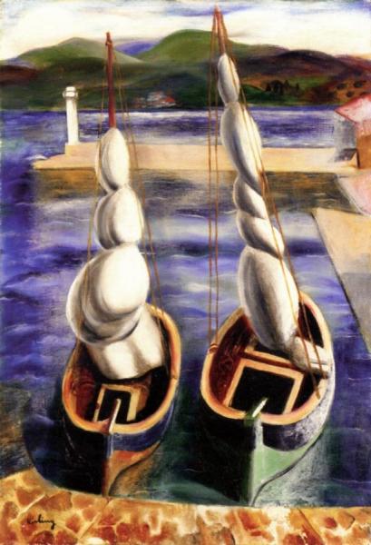 Two Boats by Moise Kisling