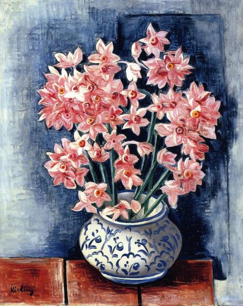 Vase Of Narcissus by Moise Kisling