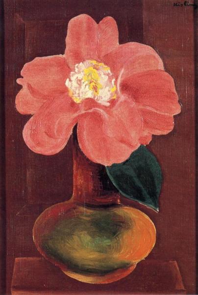 Vase With Red Flower by Moise Kisling