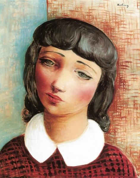 Woman In A Scottish Dress by Moise Kisling