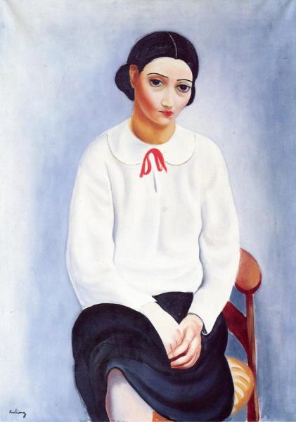 Woman In A White Blouse by Moise Kisling