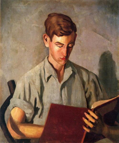 Young Boy Reading by Moise Kisling Oil Painting Reproductions