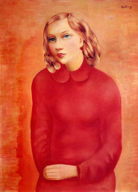 Portrait Of A Girl In A Red Dress, 1935 by Moise Kisling