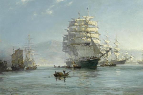 Chinese Port Morning Departure by Montague Dawson