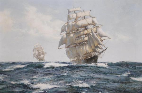 Deep Pacific, The Race Between Cutty Sark And Thermopylae by Montague Dawson