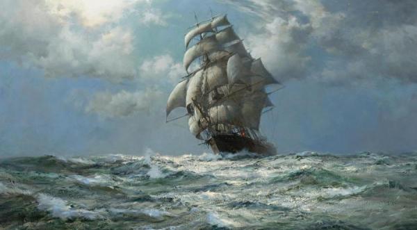 Moonlight, South Pacific The James Baines by Montague Dawson