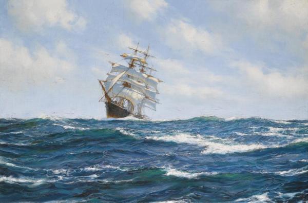 On The Crest Of A Wave by Montague Dawson