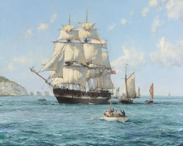 The Arrival,the Thetis by Montague Dawson