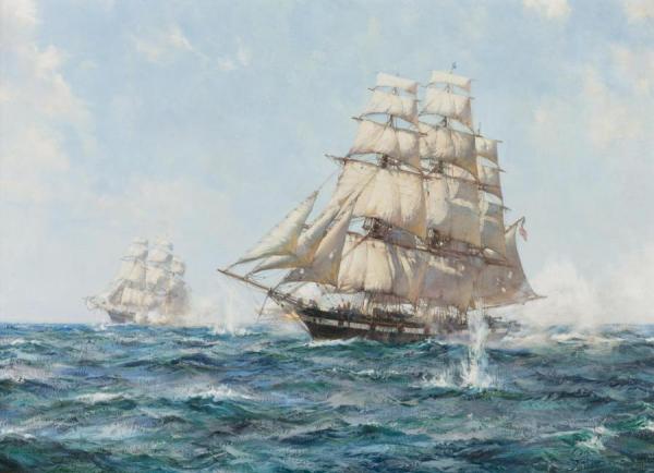 The Chasseur In Action by Montague Dawson