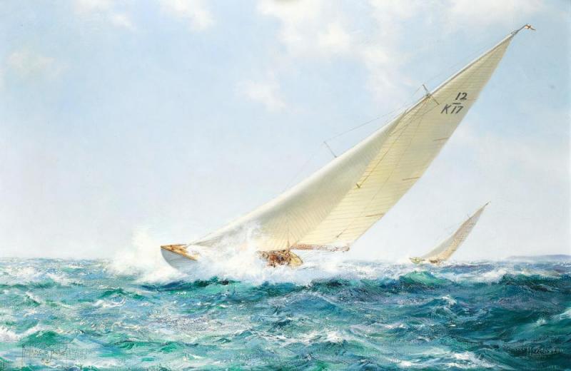 Slashing Along, The Sceptre by Montague Dawson