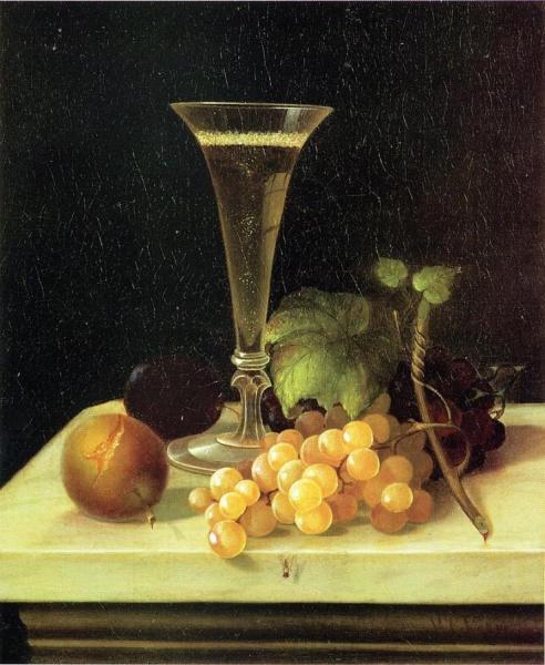 Still Life Wine Glass And Fruit by Morston Ream