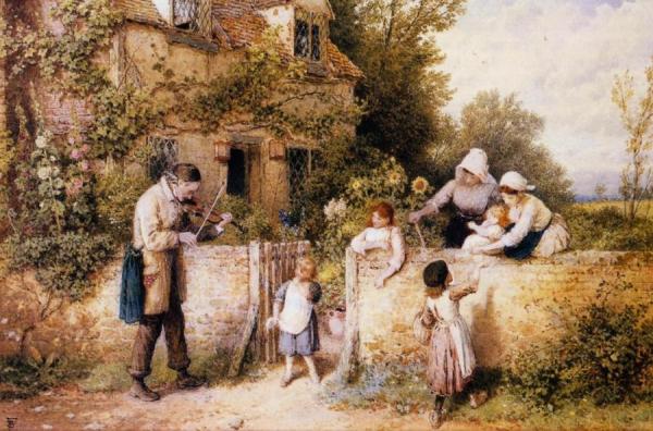 The Itinerant Fiddler by Myles Birket Foster Oil Painting Reproductions