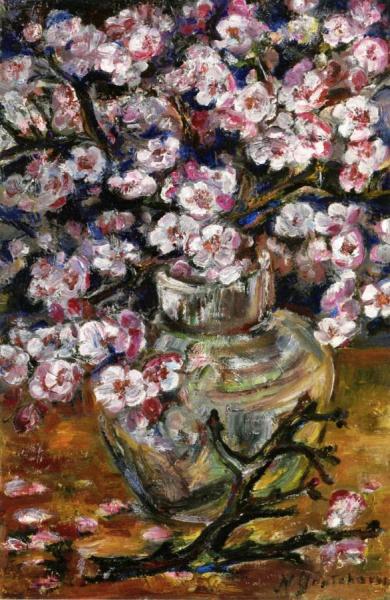 Cherry Blossoms In A Vase by Natalia Goncharova