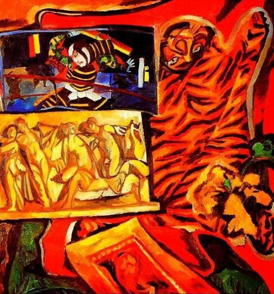 Still Life With A Tiger by Natalia Goncharova Oil Painting Reproductions