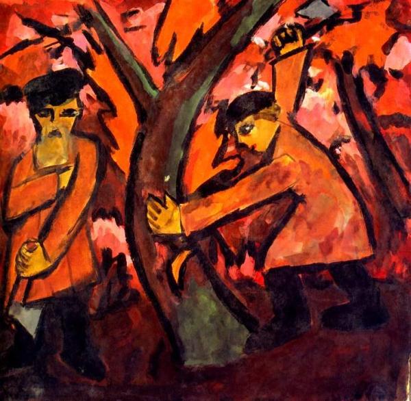 Woodcutters by Natalia Goncharova Oil Painting Reproductions