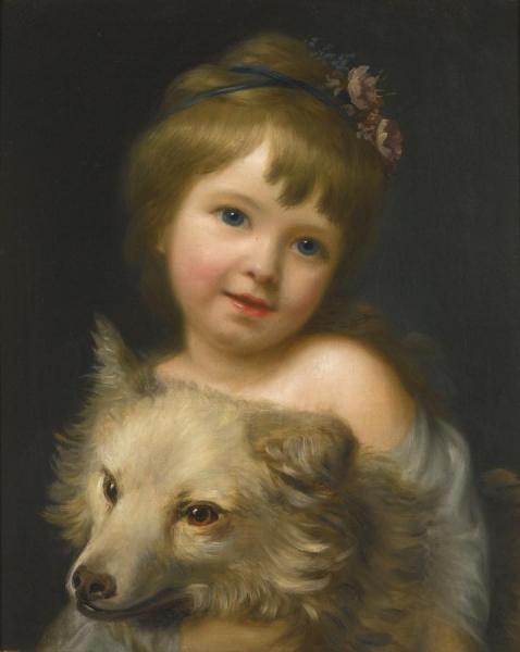 Girl With Dog by Nathaniel Hone, R.a.