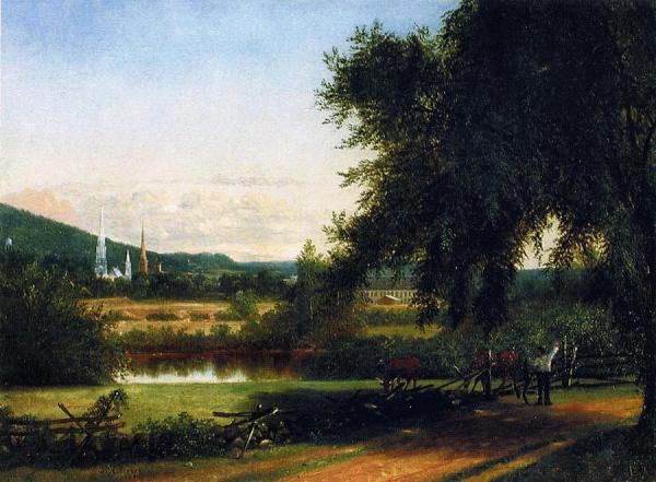 Church Spires In Waterbury by Nelson Augustus Moore