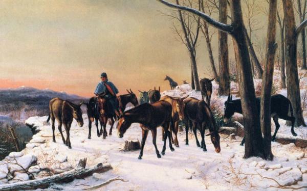 Army Mules Crossing The Mountains by Newbold Hough Trotter