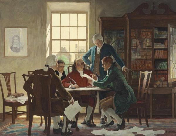 Drafting The Declaration Of Independence,1776 by Newell Convers Wyeth