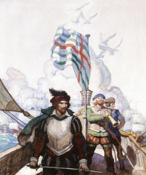 Legend Of The Expedition To Spain by Newell Convers Wyeth Oil Painting Reproductions