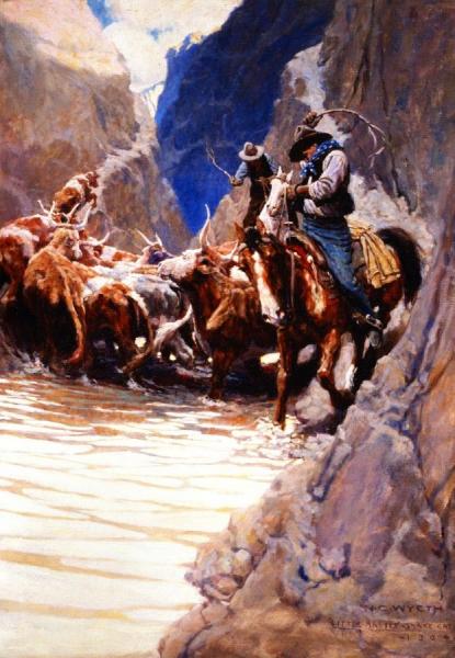 Little Rattlesnake Creek, Rounding Up by Newell Convers Wyeth