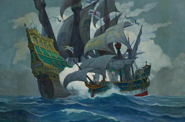 Naval Engagement by Newell Convers Wyeth