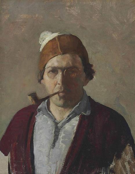 Self-portrait With Pipe by Newell Convers Wyeth