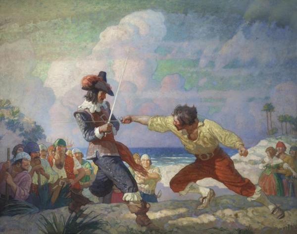 The Duel On The Beach by Newell Convers Wyeth