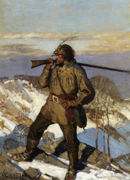The Frontiersman [pupular Magazine Cover Illustration] by Newell Convers Wyeth