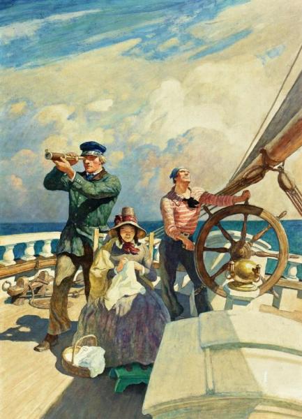 They Took Their Wives With Them On Their Cruises by Newell Convers Wyeth Oil Painting Reproductions