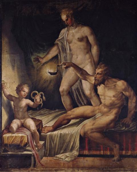 Hercules And The Serpents by Niccolo Dell' Abbate