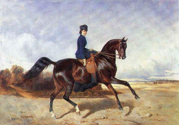 A.n. Panaeva On Horseback by Nicholai Egorovich Sverchkov Oil Painting Reproductions