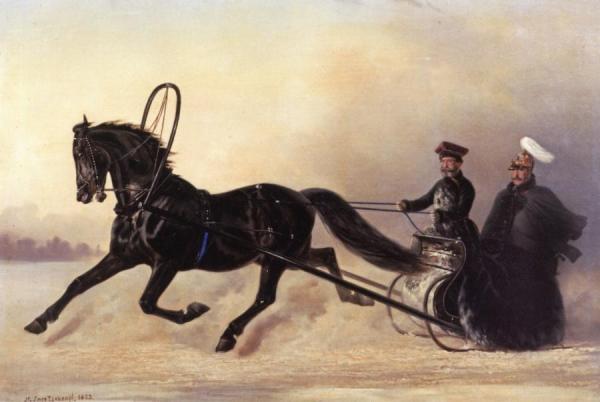 Emperor Nicholas I On A Winter Outing by Nicholai Egorovich Sverchkov