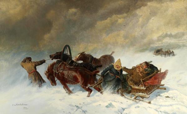Into The Blizzard,1873 by Nicholai Egorovich Sverchkov