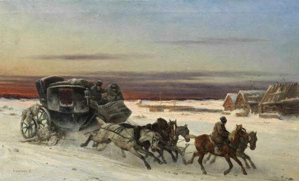 Runaway Carriage by Nicholai Egorovich Sverchkov Oil Painting Reproductions