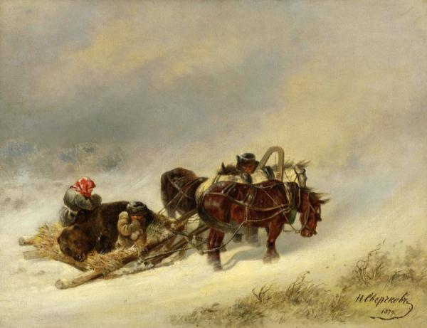 The Winter Hunt,1879 by Nicholai Egorovich Sverchkov