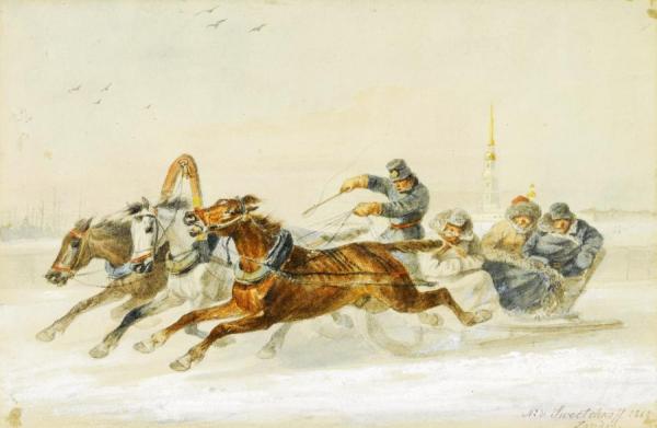 Troika On The Neva by Nicholai Egorovich Sverchkov