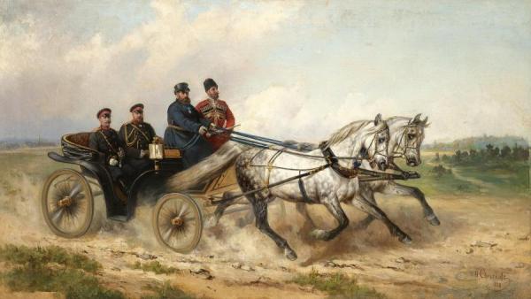 Tsar Alexander Iii And Kaiser Wilhelm In A Landau by Nicholai Egorovich Sverchkov
