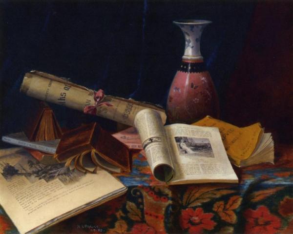 Still Life With Vase And Books by Nicholas Alden Brooks