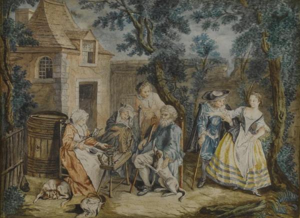 Nicolas Bernard Lépicié Woman At Spinning Wheel