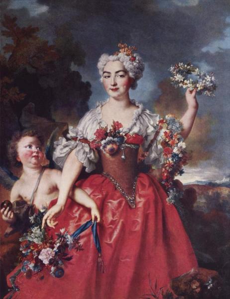 Portrait Of Marquise De Gueydan As Flora by Nicolas De Largillierre