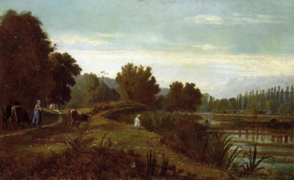 A Shepherd With His Flock by Nicolas Louis Cabat