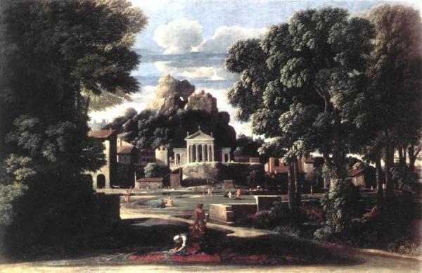Landscape With The Gathering Of The Ashes Of Phocion By His Widow by Nicolas Poussin