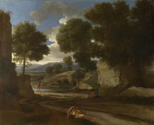 Landscape With Travellers Resting by Nicolas Poussin Oil Painting Reproductions
