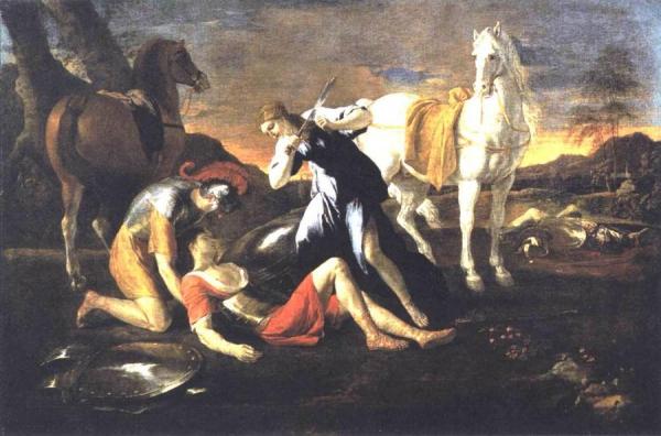 Tancred And Erminia by Nicolas Poussin
